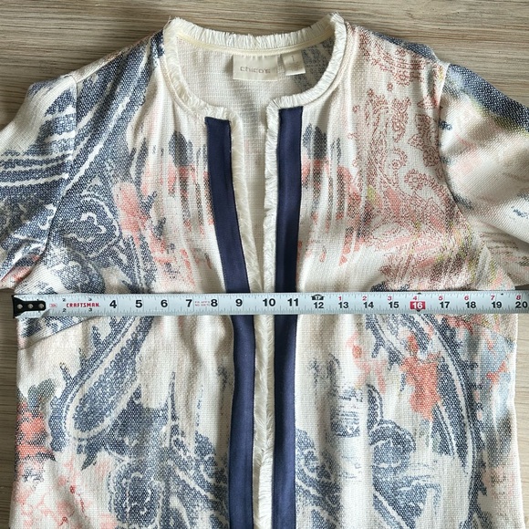 Chico’s Paisley Open front jacket with Fringe trim Size S - Picture 9 of 9